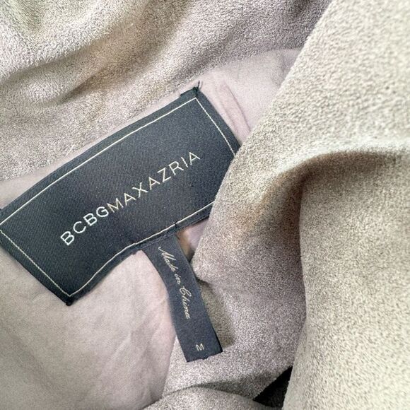 BCBGMaxAzria Vest Womens Medium Fabian DArk Gray Faux Suede Moto Assymettrical - Picture 2 of 8